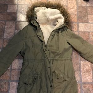 Hollister winter coat anorak fur hood jacket